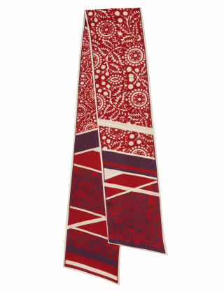 Картинка Шовковий шарф "Культурна спадщита. Вибійка" Cherry, 15х140 см